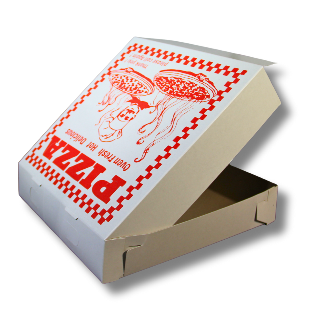 White Clay Coated Pizza Boxes with Design – 10 x 10 x 2