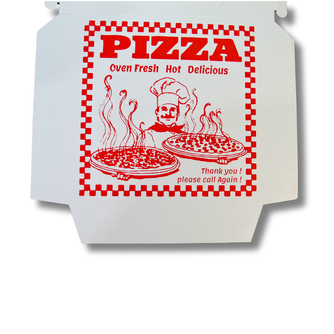 White Clay Coated Pizza Boxes with Design – 10 x 10 x 2