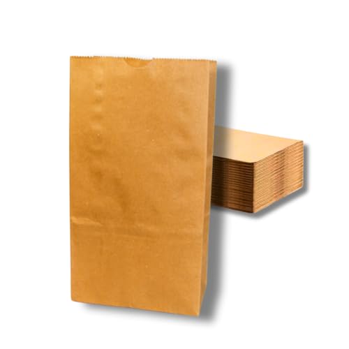 #4 Brown Paper Bag  70 GSM, 5 x 9.5 in | Small 4 lb Capacity Paper Bags for Food, Retail, Parties & Crafts | Blank, Recyclable, Strong & Customizable (Pack of 50)