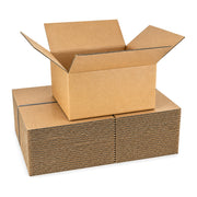13 × 11 × 7 in corrugated shipping box, open, with a strapped bundle of 25