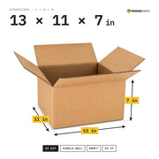 13 × 11 × 7 in shipping box with length, width and height marked