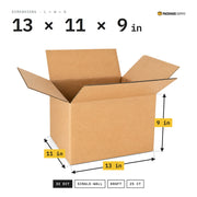 13 × 11 × 9 in shipping box with length, width and height marked