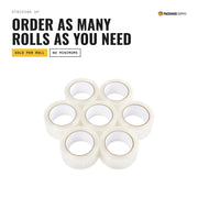 Seven rolls of 2 in clear packing tape, sold per roll